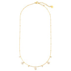 Edelstahlhalskette in gold mit Blumenanhänger und Zirkon-Steinen, 40+5cm lang.