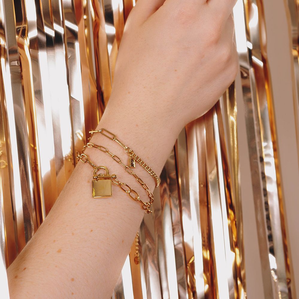 Edelstahlarmband ohne Anhänger in gold, 17 + 5cm.