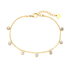 Edelstahlarmband in gold mit Zirkons-Steinen Anhänger, 17+3cm lang.