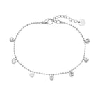 Edelstahlarmband in silber mit Zirkons-Steinen Anhänger, 17+3cm lang