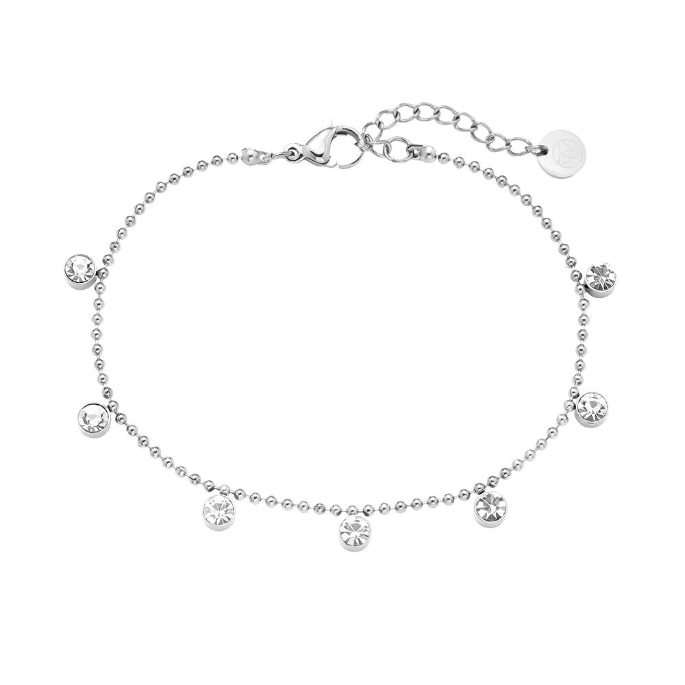 Edelstahlarmband in silber mit Zirkons-Steinen Anhänger, 17+3cm lang