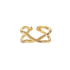Edelstahlring Überkreuztes Design in gold, größenverstellbar.