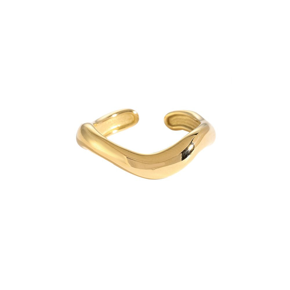 Edelstahl Wellenring in gold, größenverstellbar.