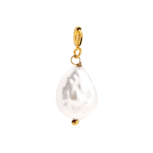 Edelstahlcharm mit Perle in gold, 22mm.