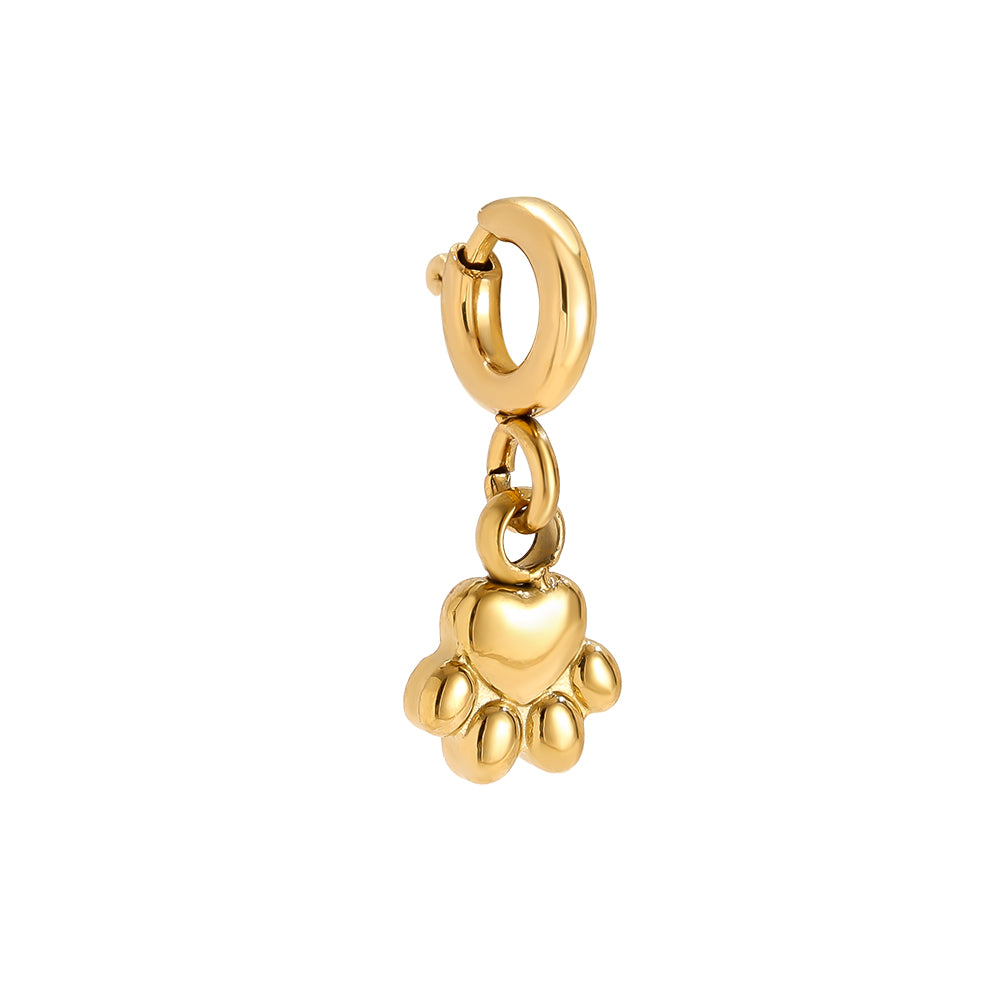 Edelstahlcharm mit einer Pfote in gold, 5mm.