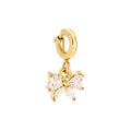 Edelstahlcharm mit Schleife in gold mit Zirkon-Stein, 7,9 mm