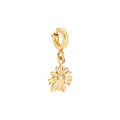 Edelstahlcharm mit Blume in gold mit Zirkon-Stein, 10,5 mm