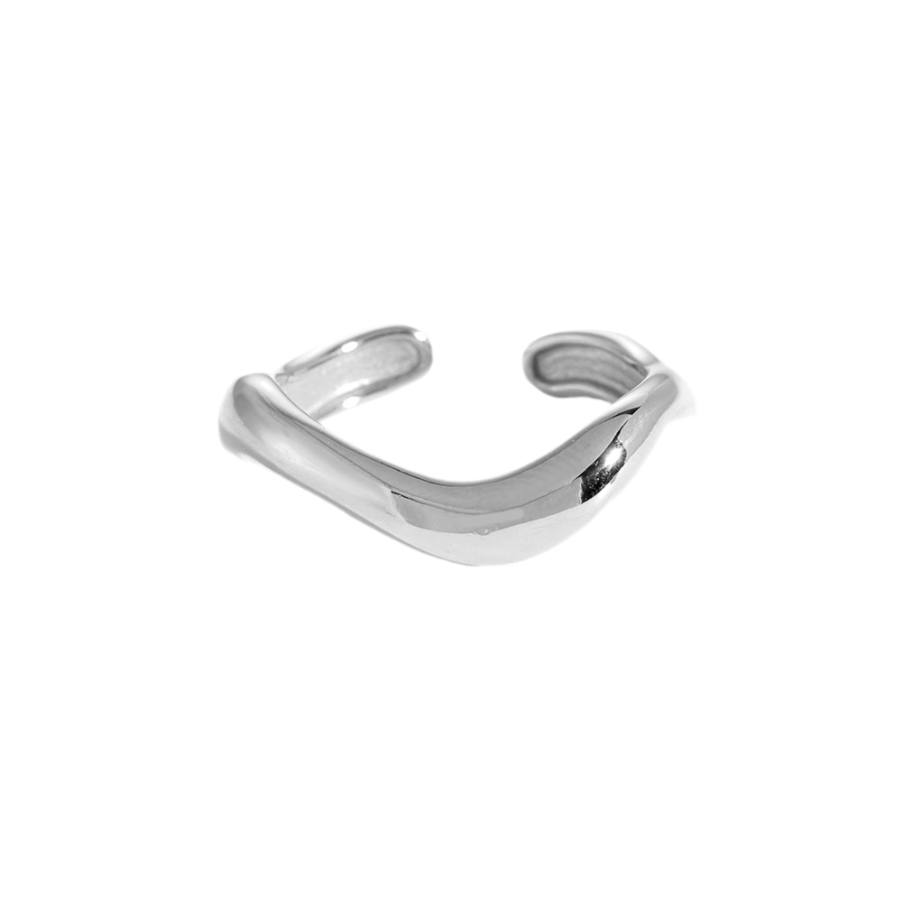 Edelstahl Wellenring in silber, größenverstellbar.