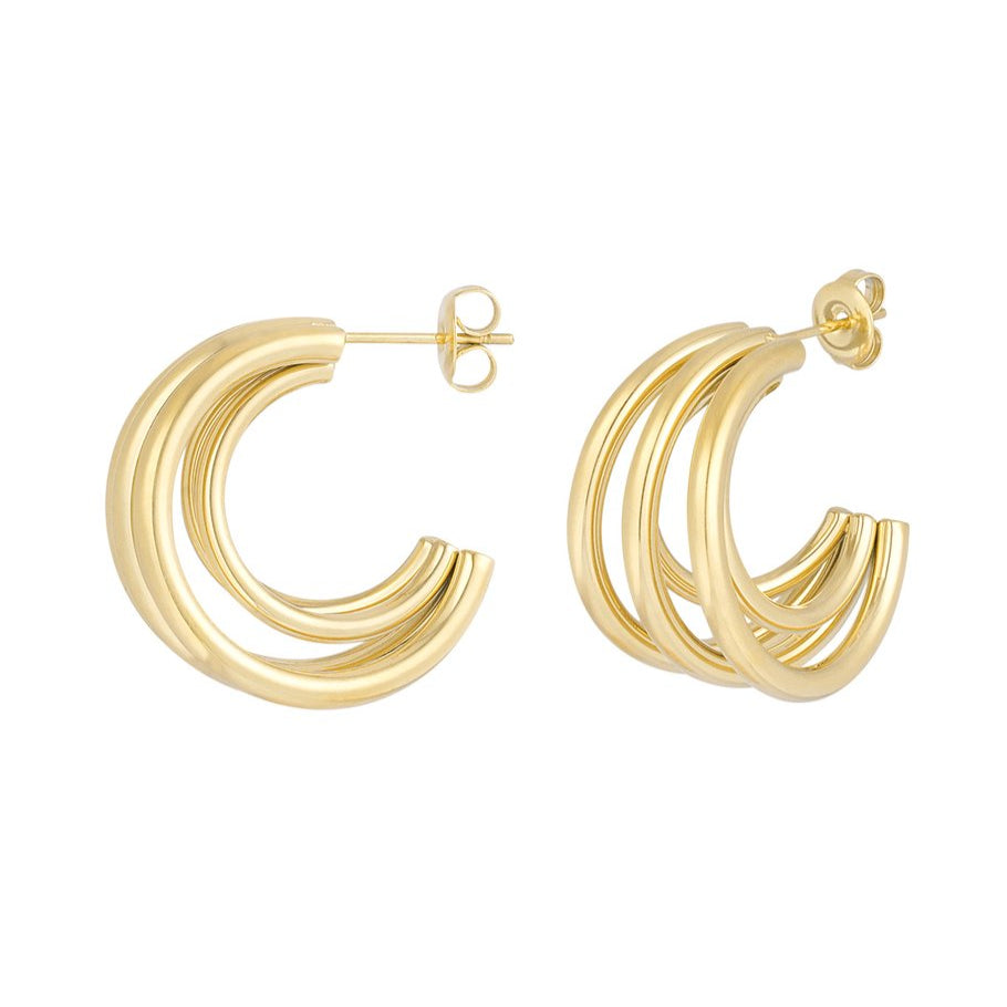 Edelstahlohrringe in gold, mehrfach gebogen, 2,2 cm lang