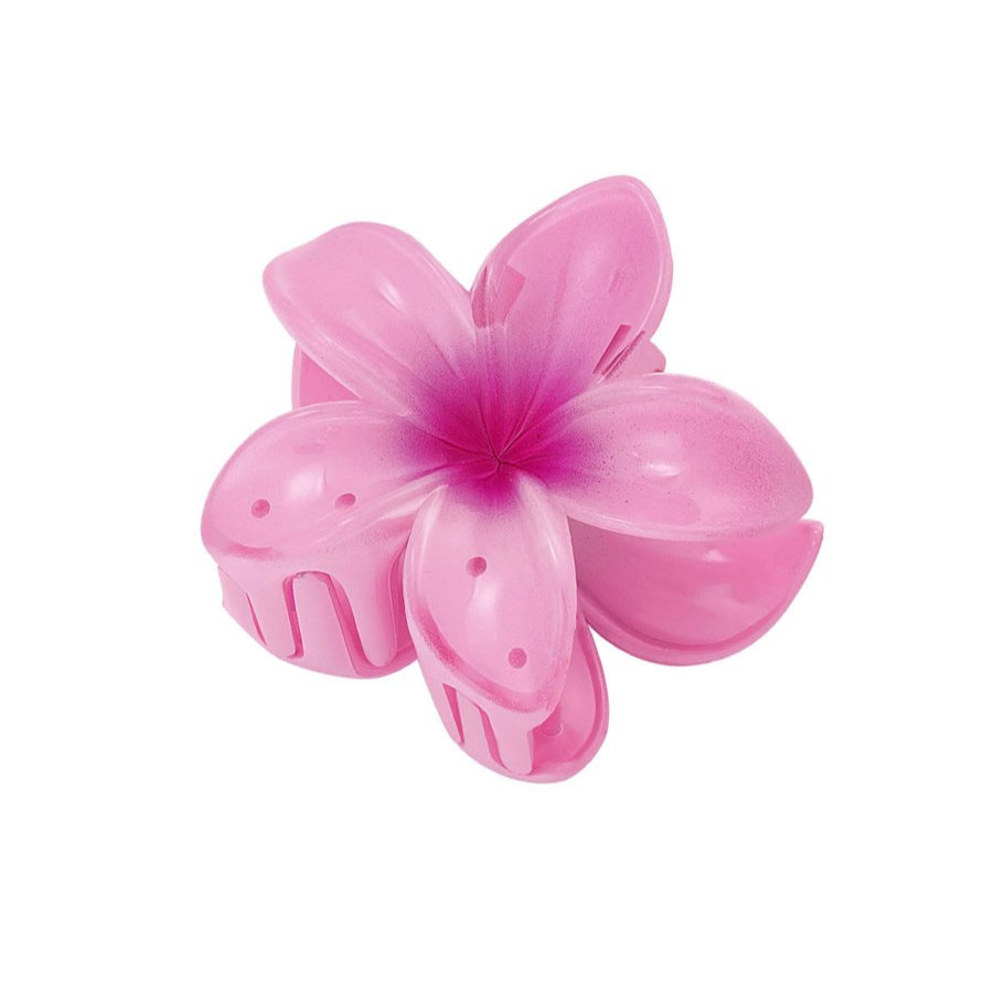 Haarklammer Hibiskus Blume rosa, 8cm lang aus Kunststoff