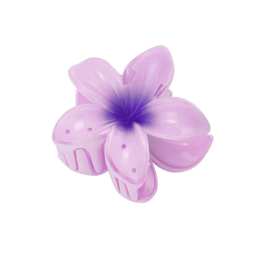 Haarklammer Hibiskus Blume lila, 8cm lang aus Kunststoff