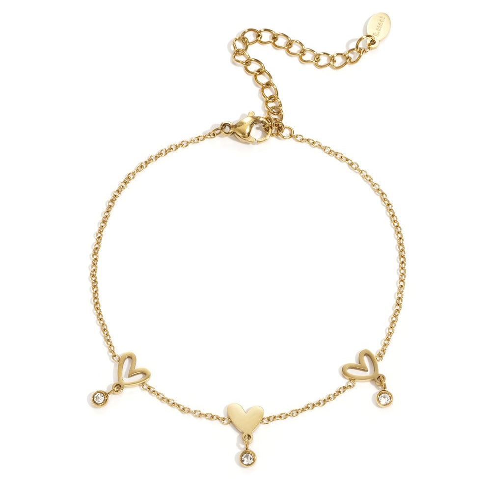 Goldene Edelstahl Halskette mit rotem Herzanhänger und feinen Charms – 14K vergoldet, wasserfest und elegant von Elariya Jewelry.