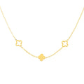 Vergoldete Edelstahl Halskette mit filigranen Kleeblatt-Anhängern – zarter, wasserfester Schmuck von Elariya Jewelry.