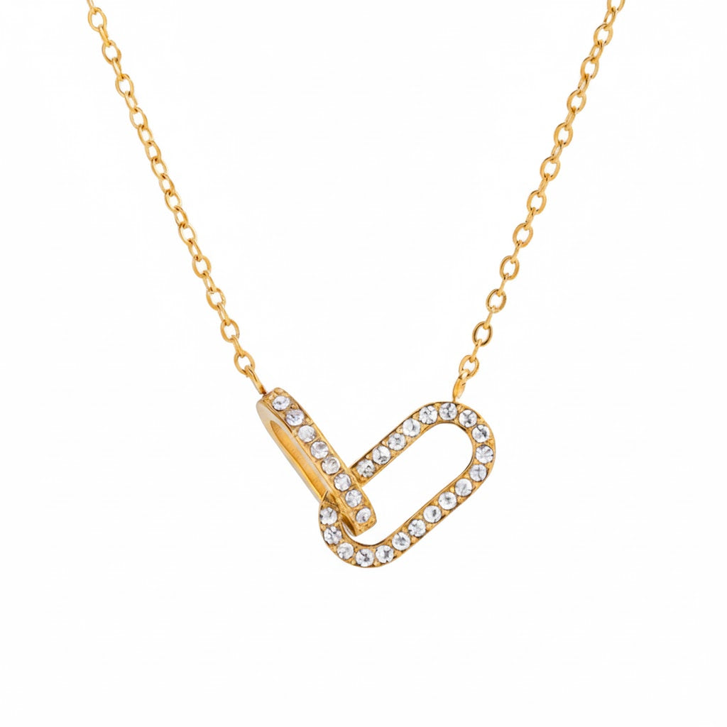 Goldene 18K vergoldete Kette mit funkelndem Zirkonia-Gliedanhänger – elegantes und modernes Schmuckstück.