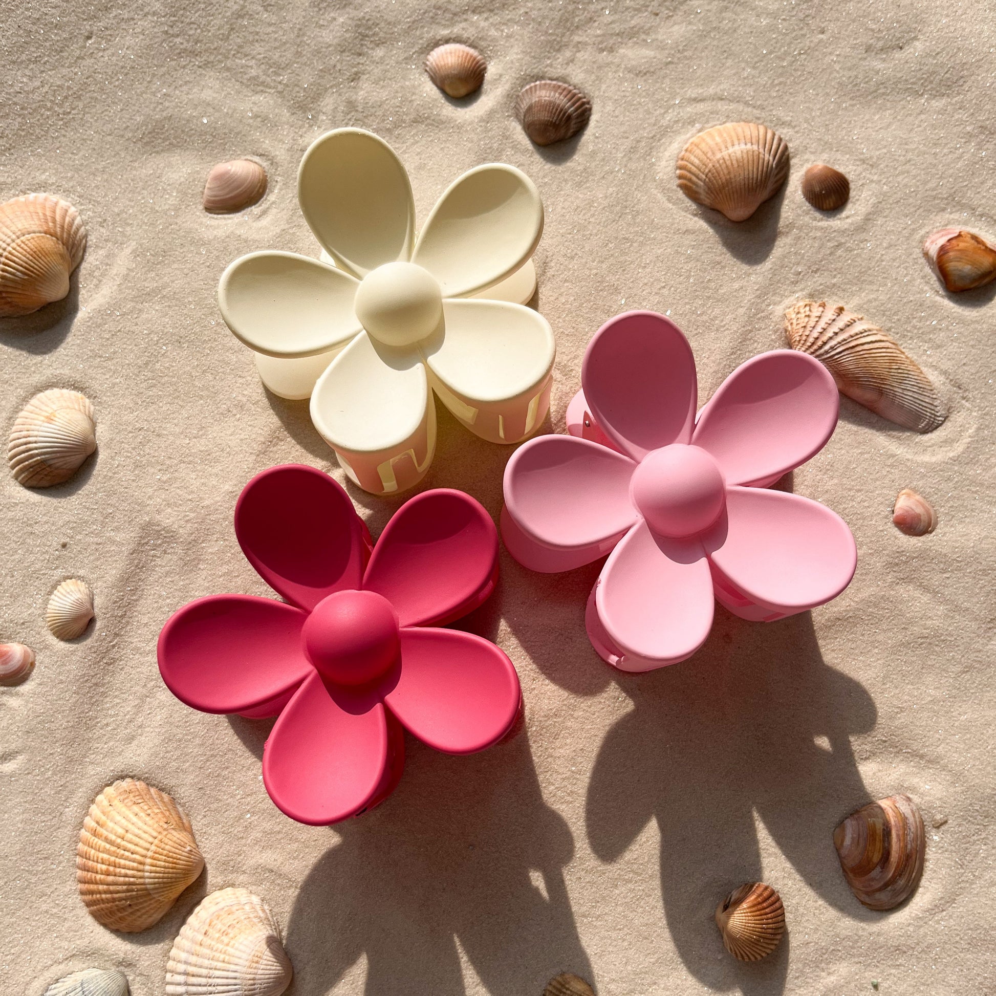 Haarklammer Gänseblümchen pink, weiß und rosa, 7cm aus Kunststoff
